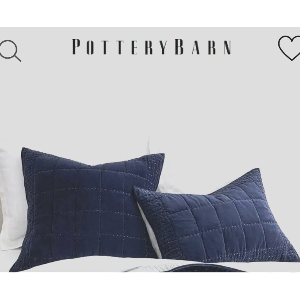 Pottery Barn - Velvet (2) Lattice stitch - Shams - Cobalt Blue (Square) Heirloom